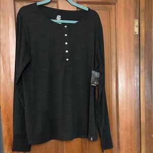 Torrid Black Button-Front Henley Top deep black space dye NWT Lyocell  sz  2X /2